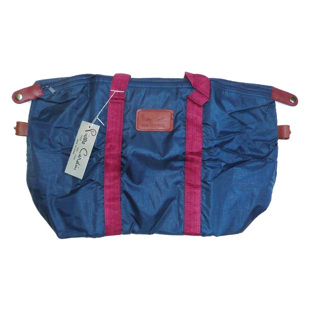 NWT Pierre Cardin Paris New York Blue Maroon Zippered Handbag Tote Purse Gym Bag